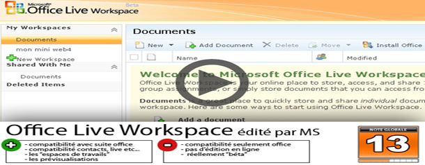 Test Vidéo : Office Live Workspace beta, ça pourrait être tellement bien...