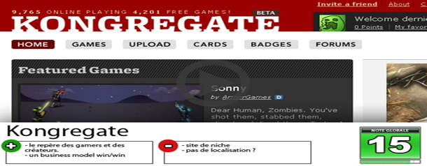Test Vidéo : Kongregate, un site pour 'hardcore gamers' distribuez vos jeux, gagnez de l'argent et faites vos jeux!